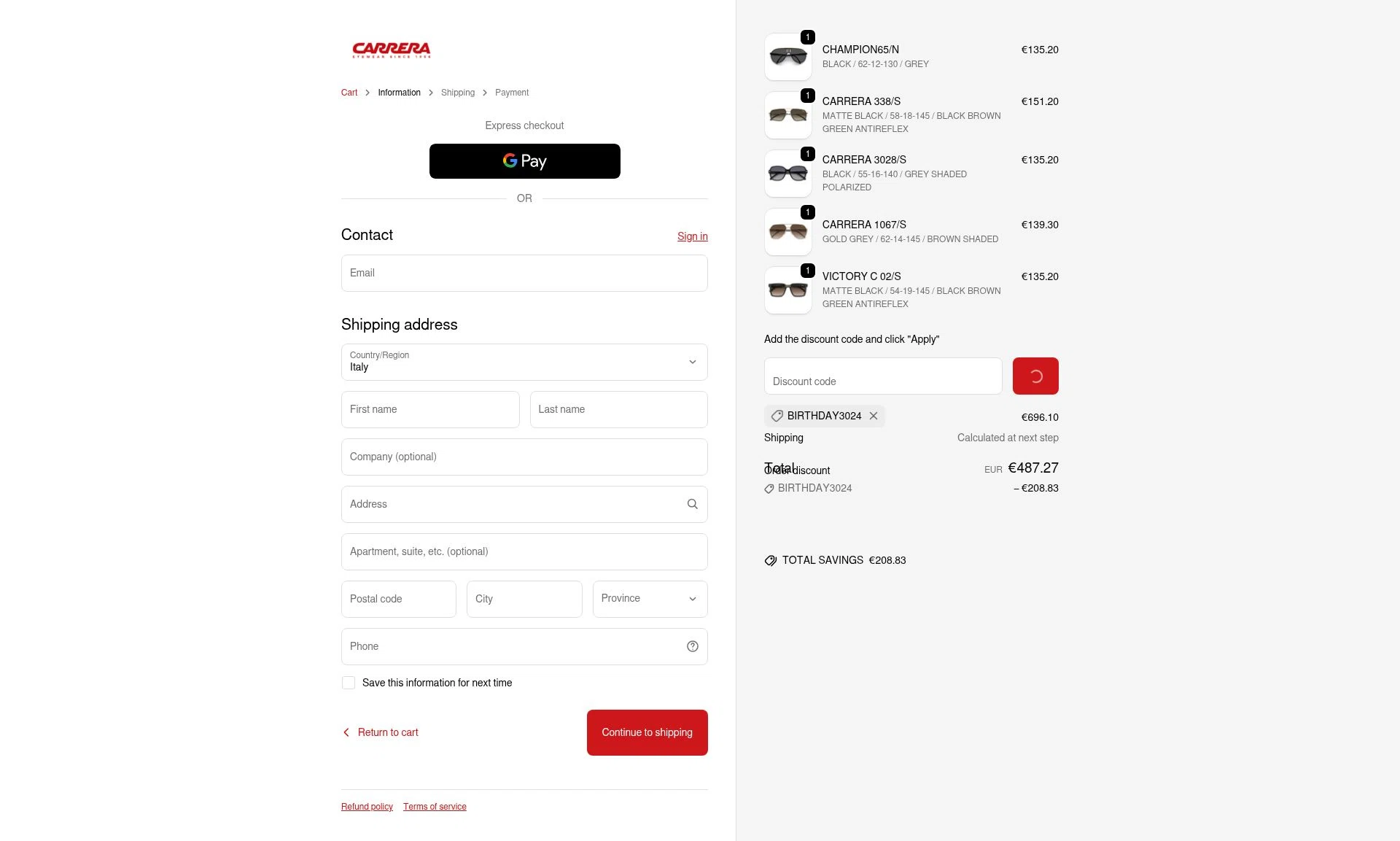 Carrera checkout page showing Carrera promo code box | Screenshot taken by SimplyCodes community member on Feb 14, 2026