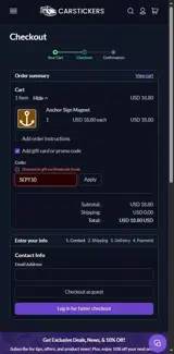 SEPT10 coupon verification screenshot