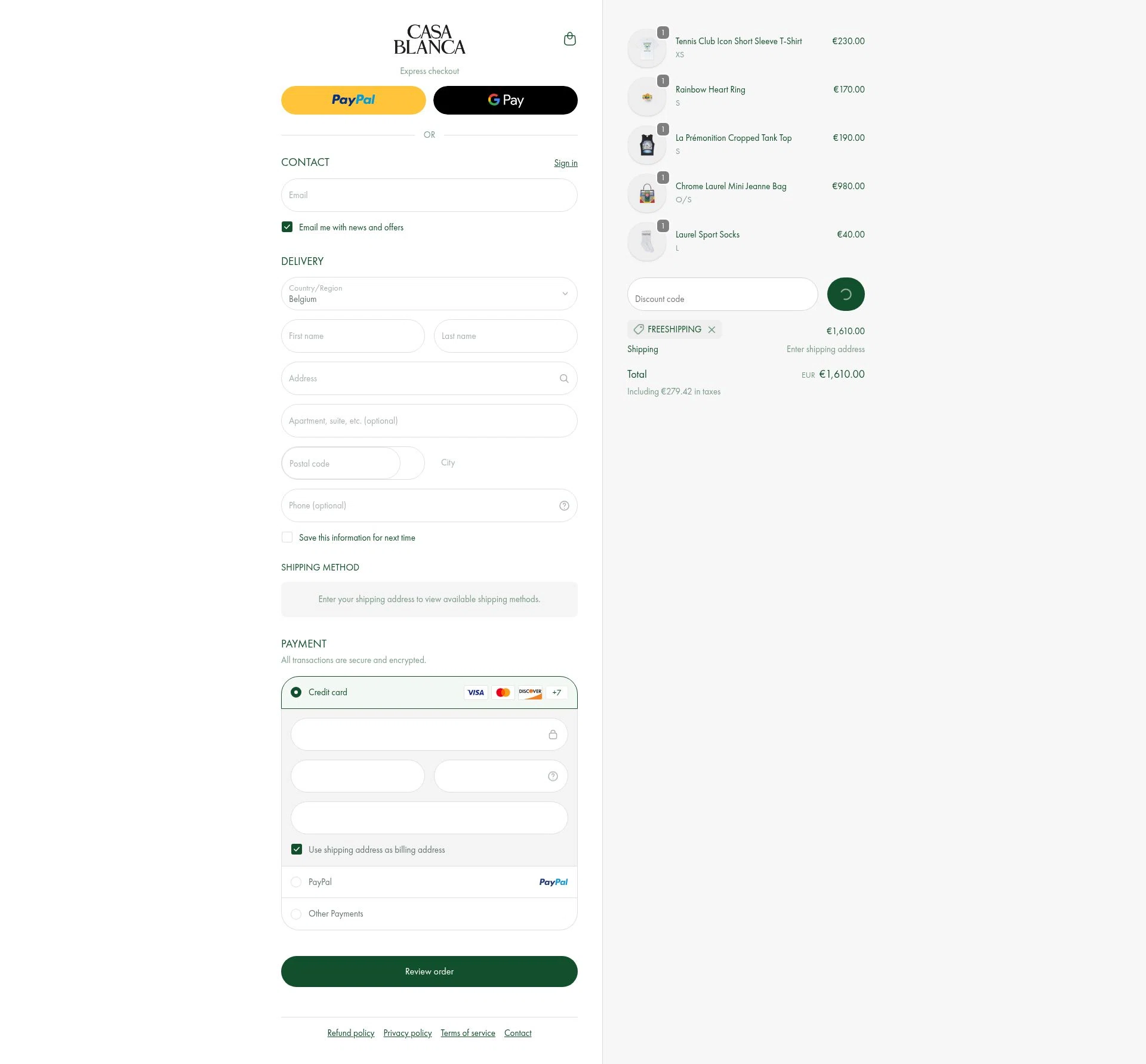 Casablanca checkout page showing Casablanca promo code box | Screenshot taken by SimplyCodes community member on Feb 3, 2026