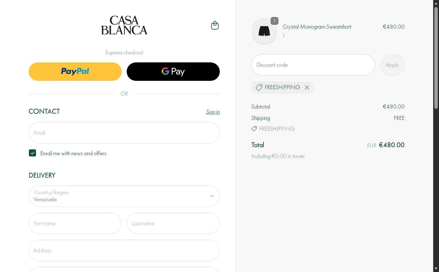 Casablanca checkout page showing Casablanca promo code box | Screenshot taken by SimplyCodes community member on Jan 30, 2026