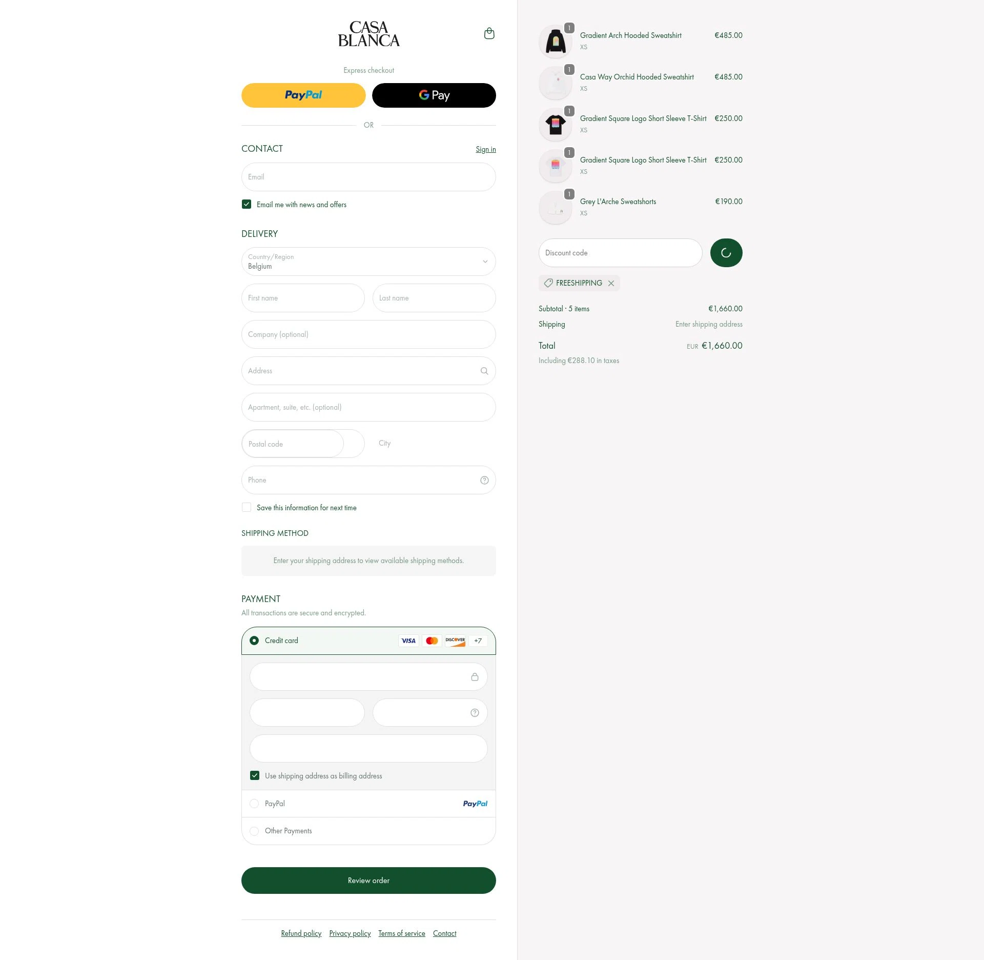 Casablanca checkout page showing Casablanca promo code box | Screenshot taken by SimplyCodes community member on Jan 25, 2026