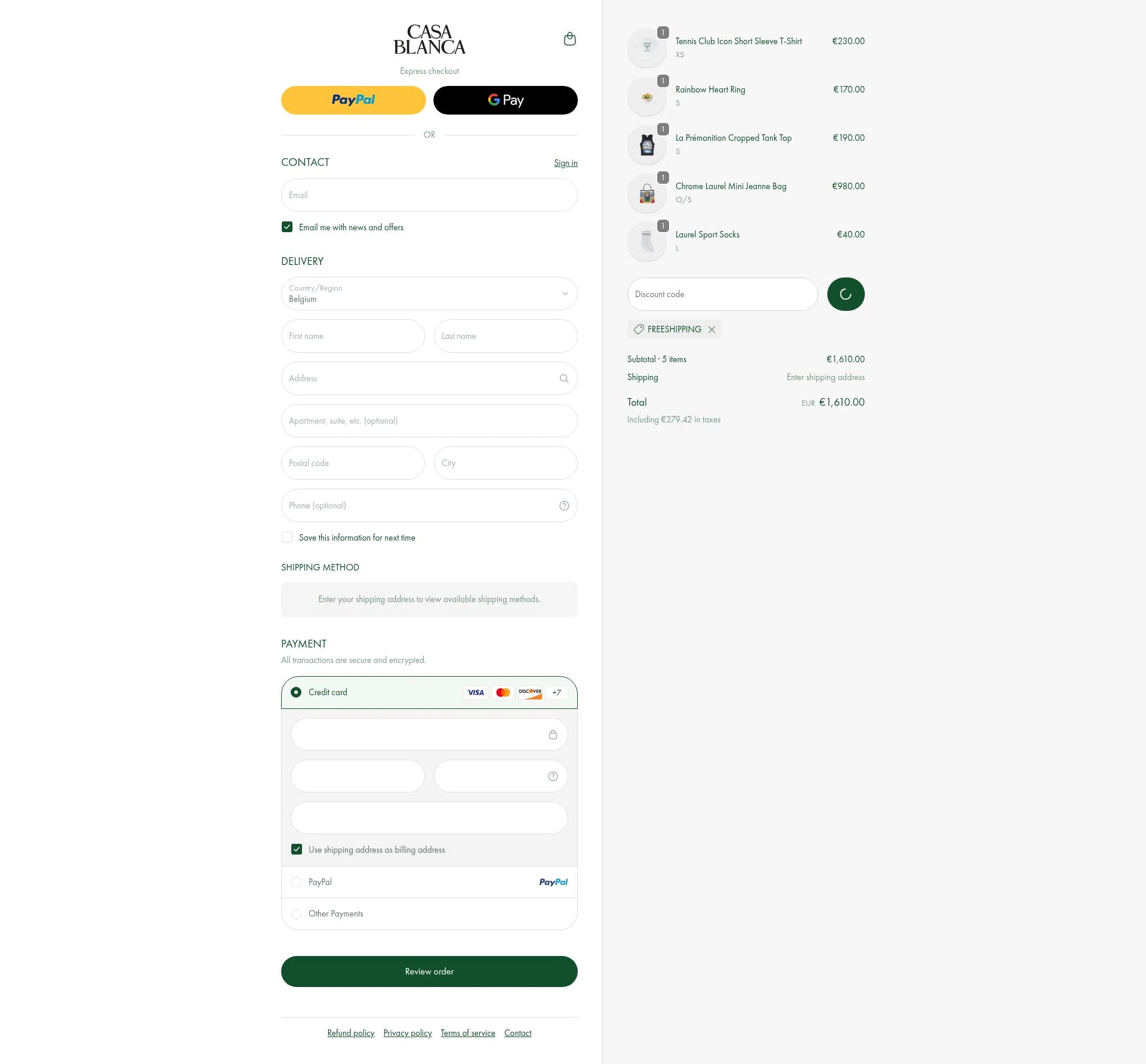 Casablanca checkout page showing Casablanca promo code box | Screenshot taken by SimplyCodes community member on Feb 12, 2026