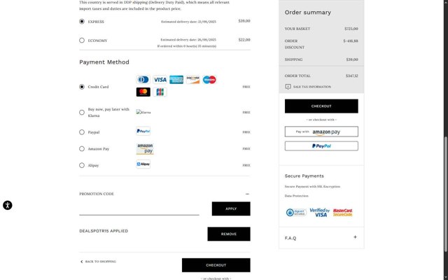 Casadei checkout page showing Casadei promo code box | Screenshot taken by SimplyCodes community member on Aug 17, 2025