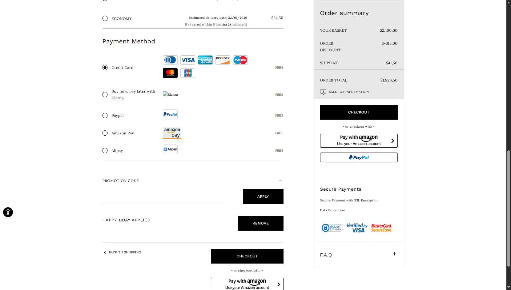 Casadei checkout page showing Casadei promo code box | Screenshot taken by SimplyCodes community member on Jan 14, 2026