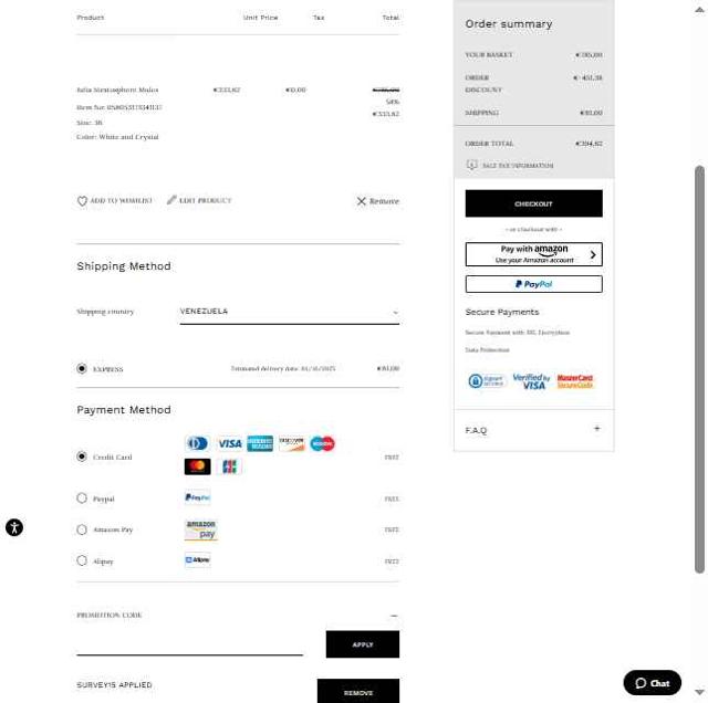 Casadei checkout page showing Casadei promo code box | Screenshot taken by SimplyCodes community member on Sep 30, 2025