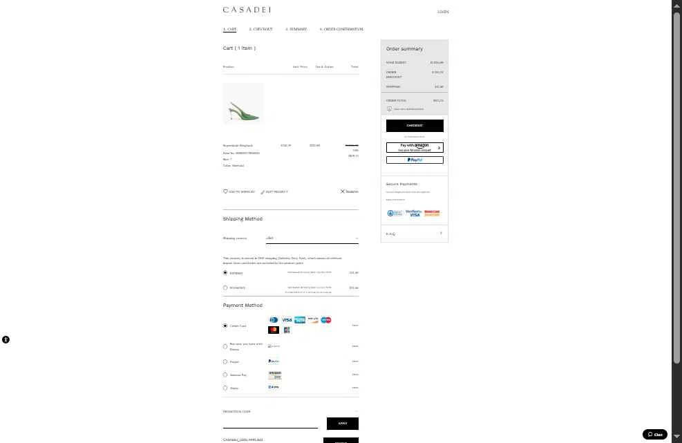 Casadei checkout page showing Casadei promo code box | Screenshot taken by SimplyCodes community member on Feb 5, 2026