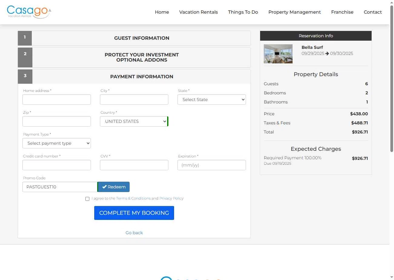 Casago checkout page showing Casago promo code box | Screenshot taken by SimplyCodes community member on Sep 20, 2025