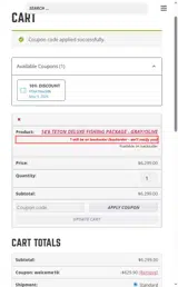WELCOME10 coupon verification screenshot