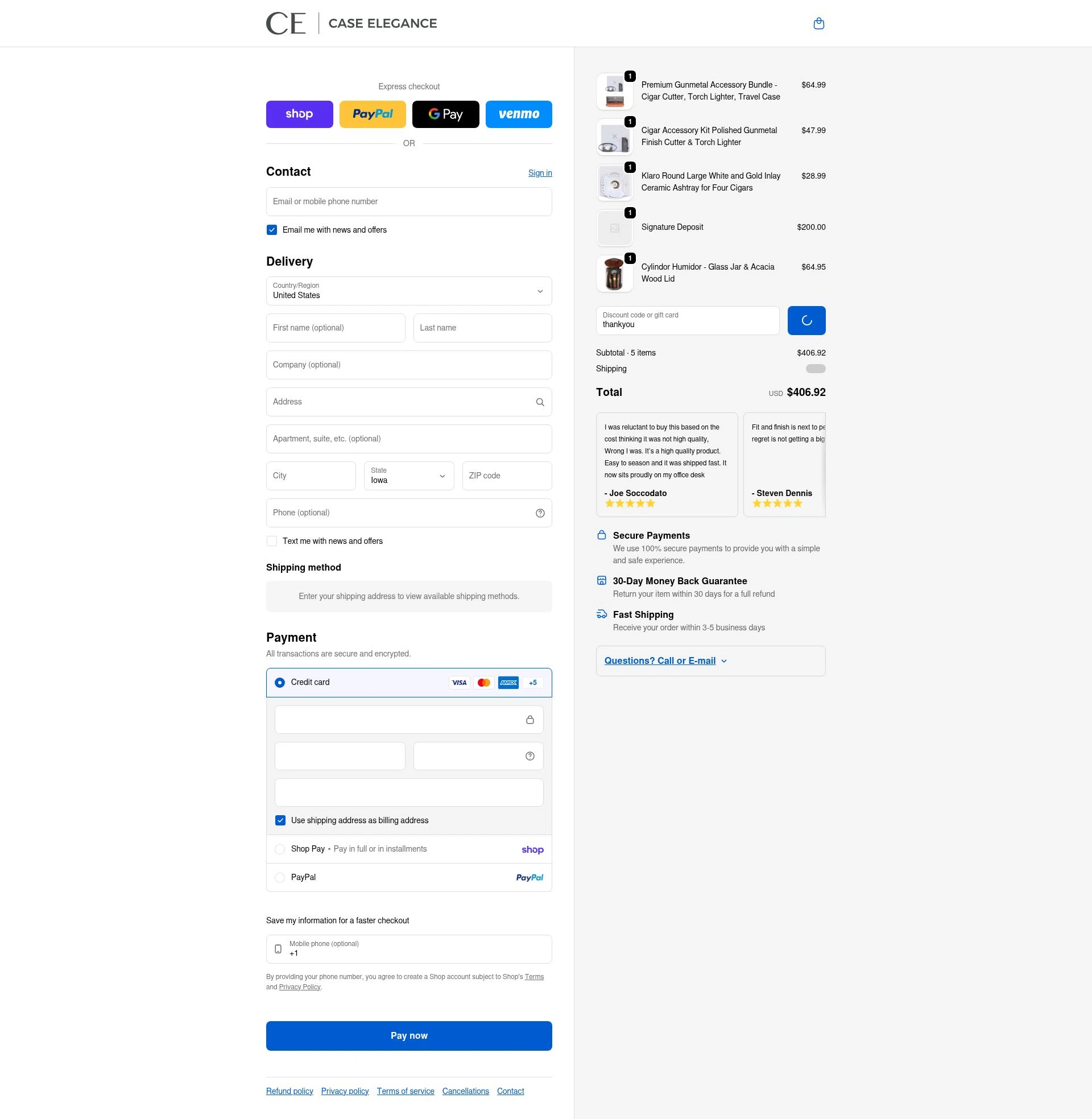 Case Elegance checkout page showing Case Elegance discount code box | Screenshot taken by SimplyCodes community member on Feb 6, 2026