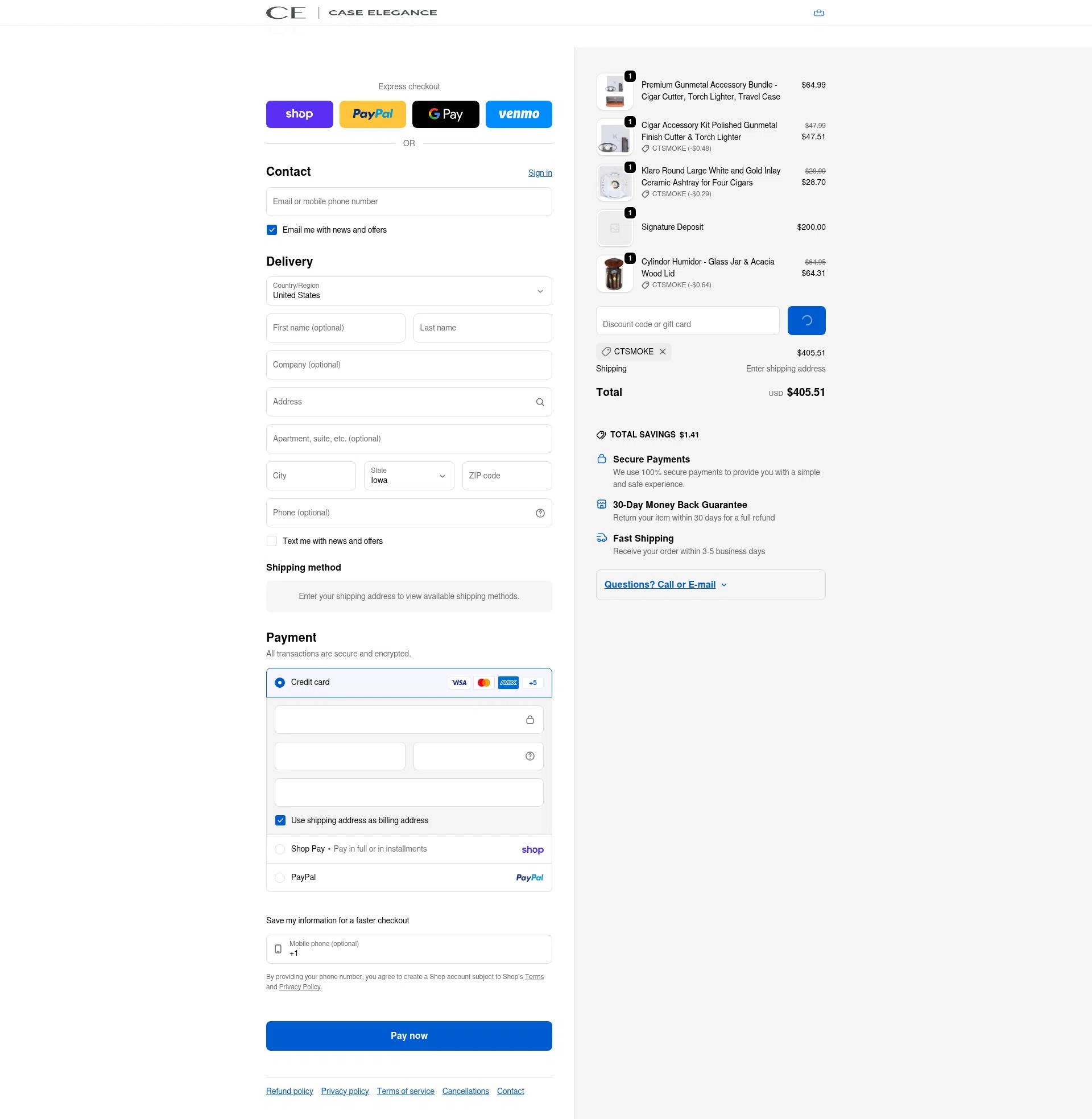 Case Elegance checkout page showing Case Elegance discount code box | Screenshot taken by SimplyCodes community member on Feb 6, 2026