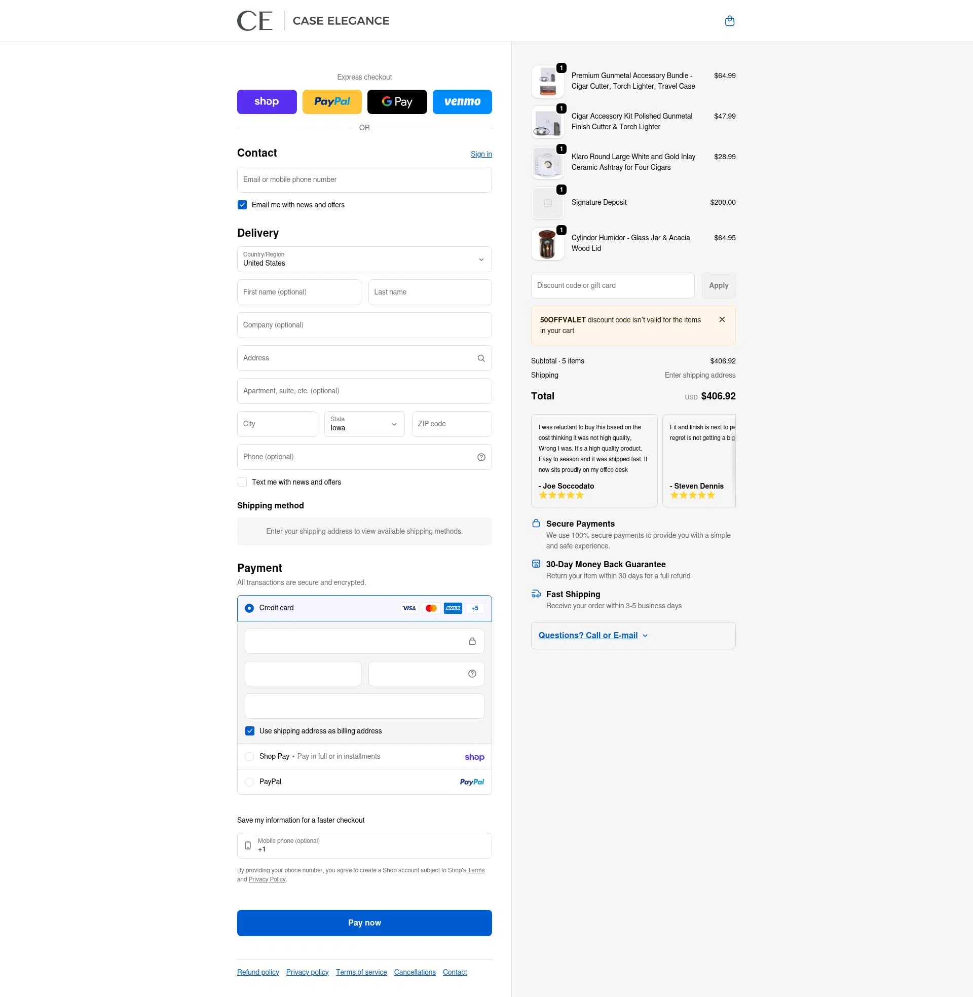 Case Elegance checkout page showing Case Elegance discount code box | Screenshot taken by SimplyCodes community member on Feb 11, 2026