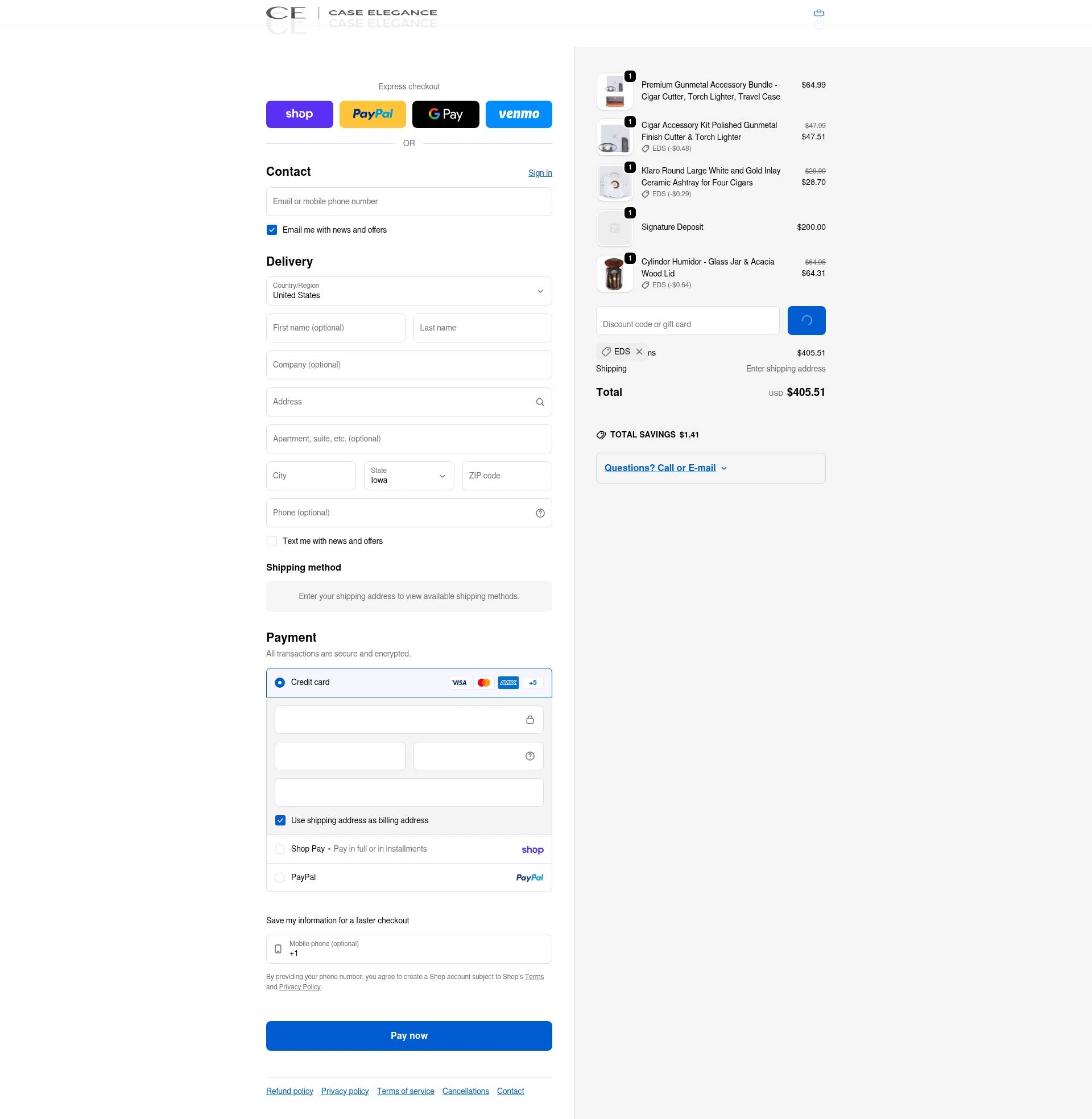 Case Elegance checkout page showing Case Elegance discount code box | Screenshot taken by SimplyCodes community member on Feb 11, 2026