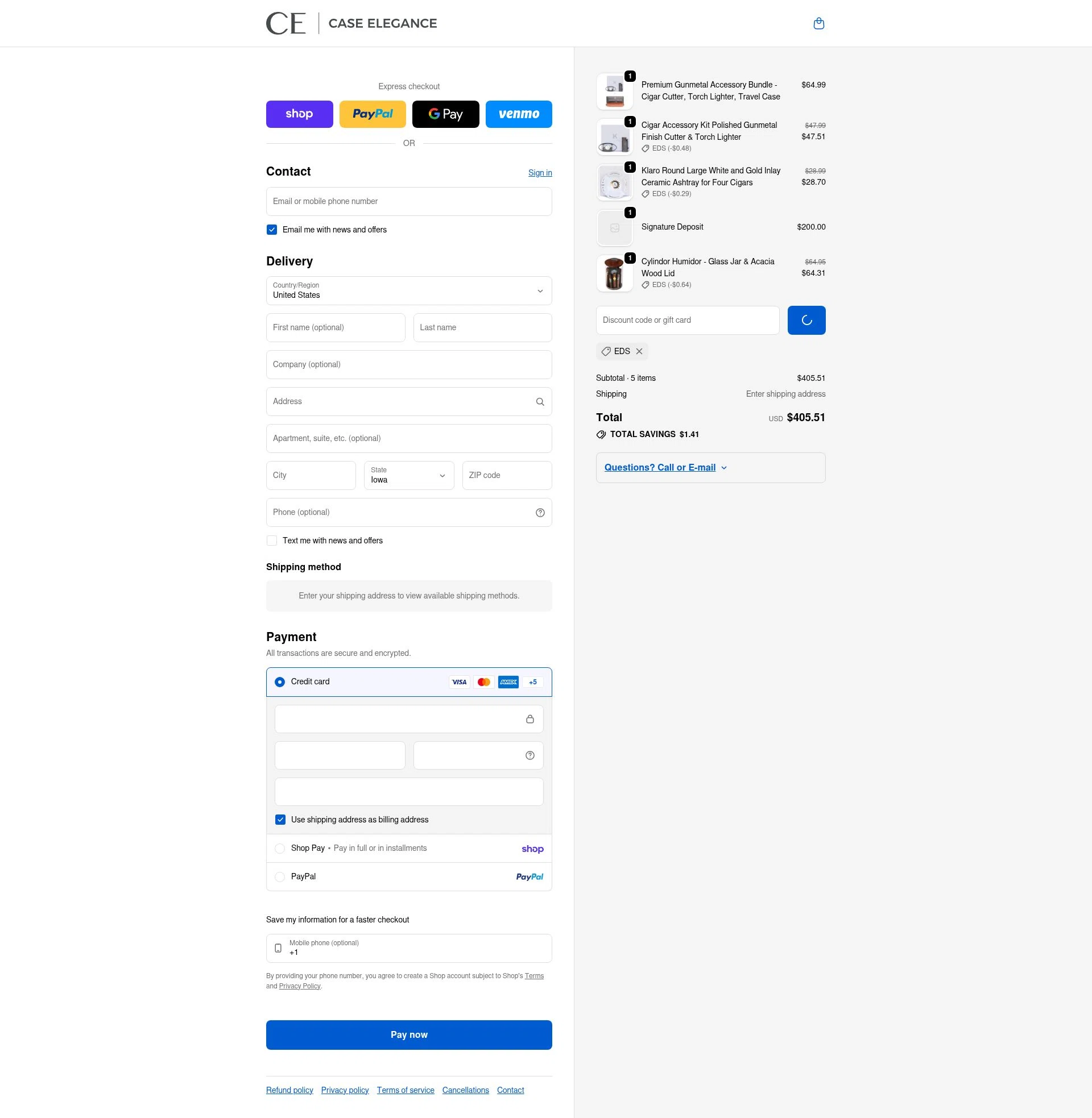 Case Elegance checkout page showing Case Elegance discount code box | Screenshot taken by SimplyCodes community member on Feb 6, 2026