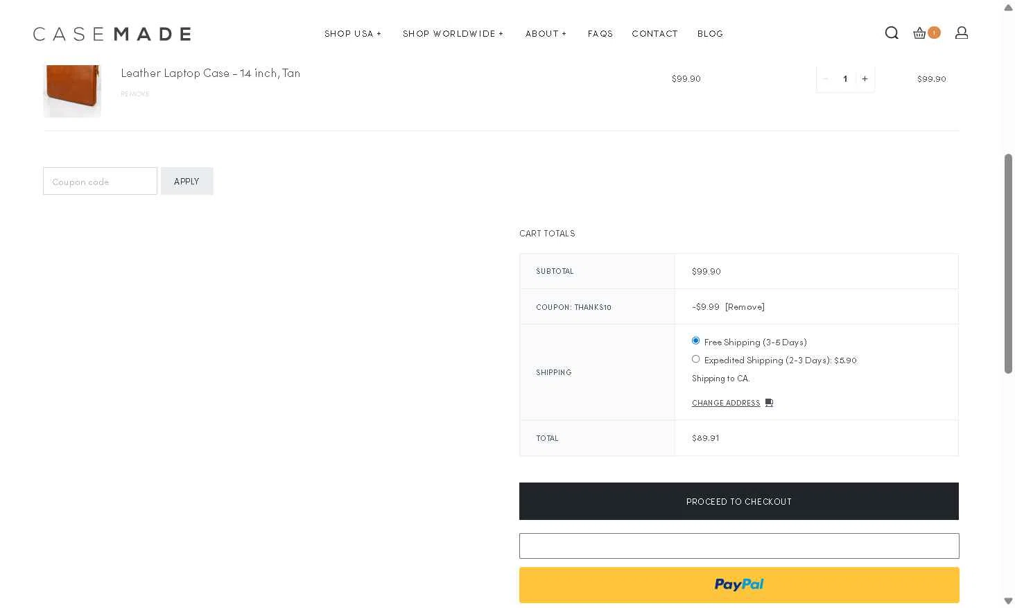 Casemade checkout page showing Casemade promo code box | Screenshot taken by SimplyCodes community member on Dec 24, 2025