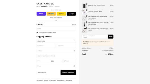 Case-Mate checkout page showing Case-Mate discount code box | Screenshot taken by SimplyCodes community member on Sep 3, 2025