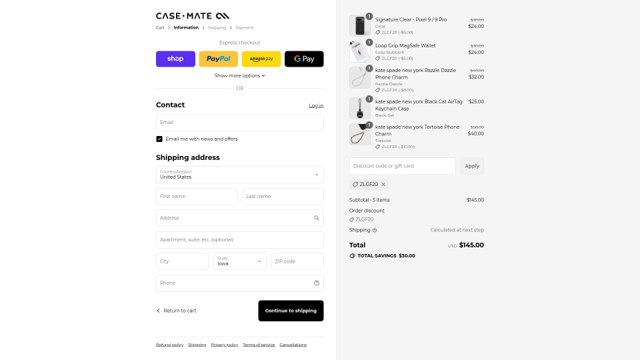 Case-Mate checkout page showing Case-Mate discount code box | Screenshot taken by SimplyCodes community member on Sep 3, 2025