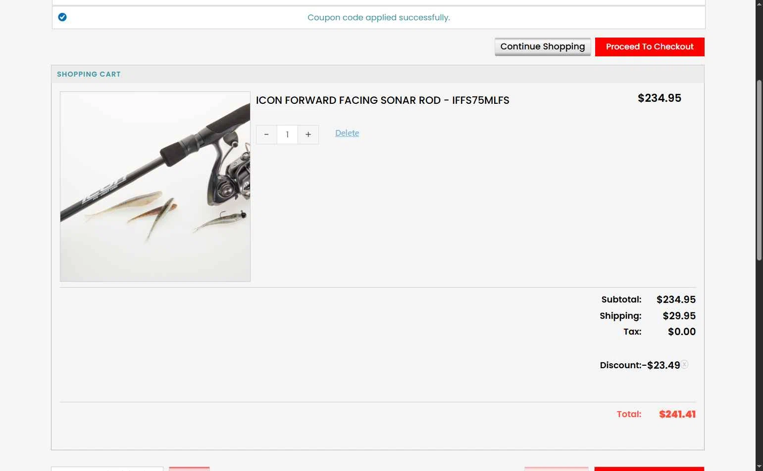 Cashion Rods checkout page showing Cashion Rods coupon code box | Screenshot taken by SimplyCodes community member on Dec 13, 2025