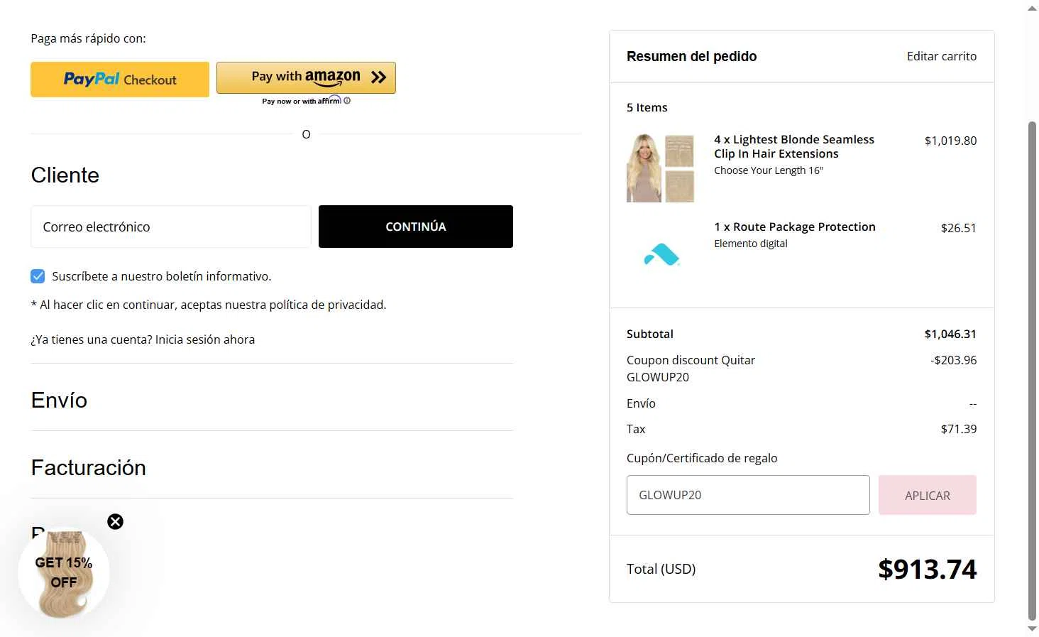 Cashmere Hair checkout page showing Cashmere Hair discount code box | Screenshot taken by SimplyCodes community member on Dec 24, 2025