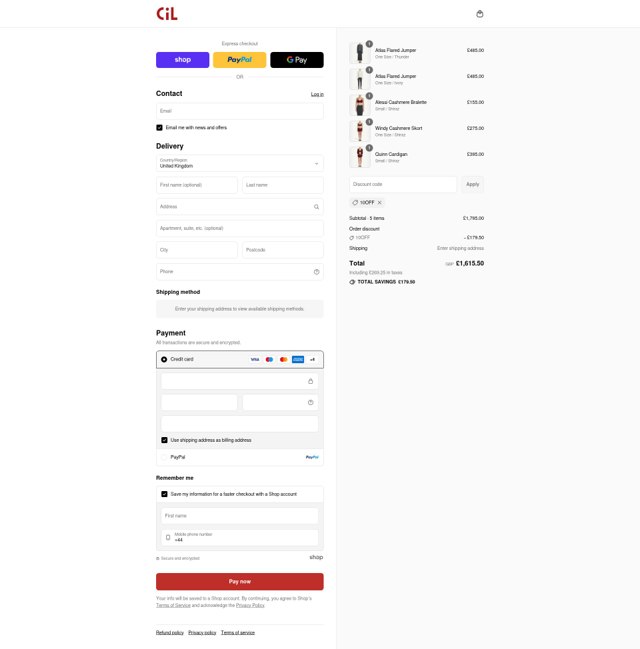 Cashmere in Love checkout page showing Cashmere in Love promo code box | Screenshot taken by SimplyCodes community member on Aug 29, 2025