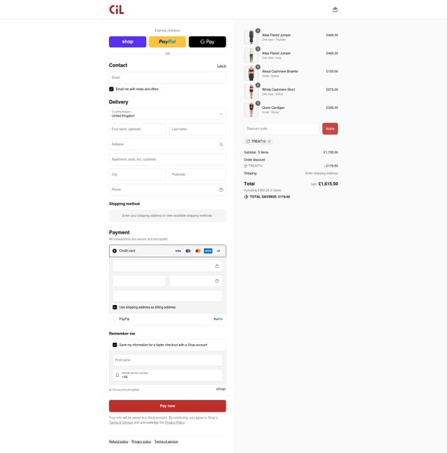 Cashmere in Love checkout page showing Cashmere in Love promo code box | Screenshot taken by SimplyCodes community member on Sep 2, 2025