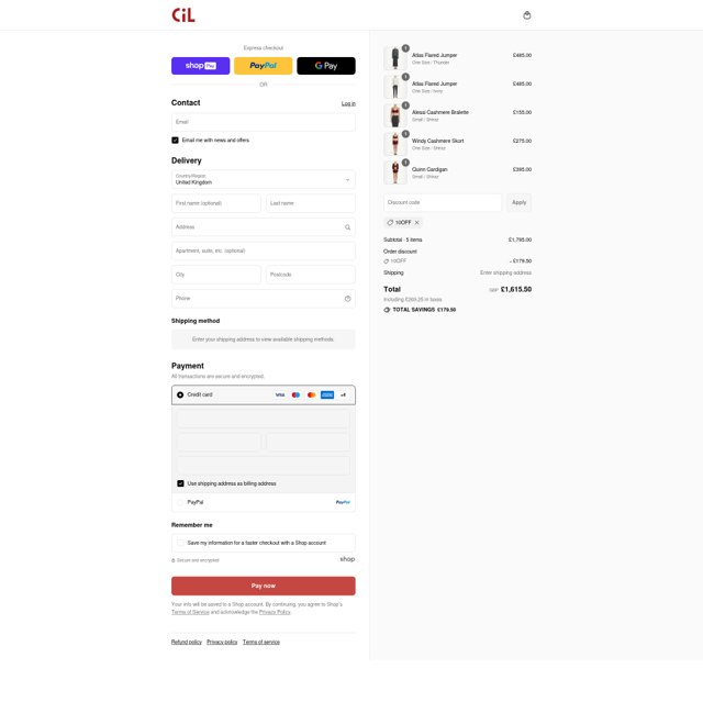 Cashmere in Love checkout page showing Cashmere in Love promo code box | Screenshot taken by SimplyCodes community member on Aug 21, 2025