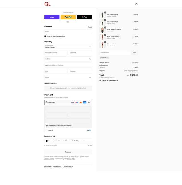 Cashmere in Love checkout page showing Cashmere in Love promo code box | Screenshot taken by SimplyCodes community member on Sep 2, 2025