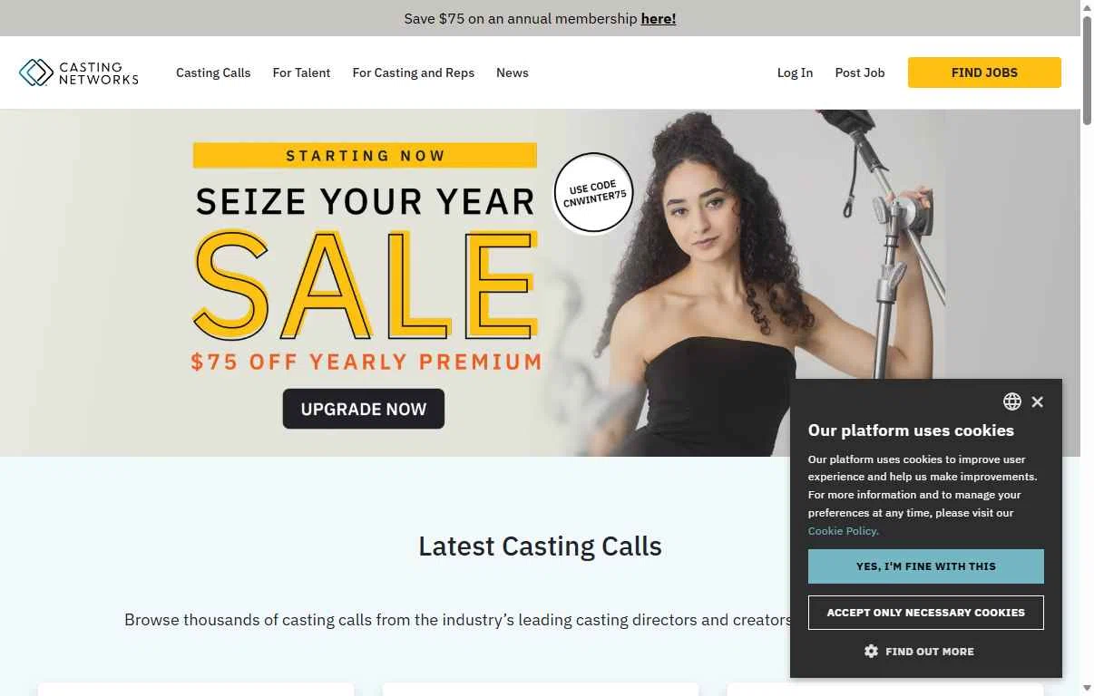 Casting Networks checkout page showing Casting Networks promo code box | Screenshot taken by SimplyCodes community member on Dec 26, 2025