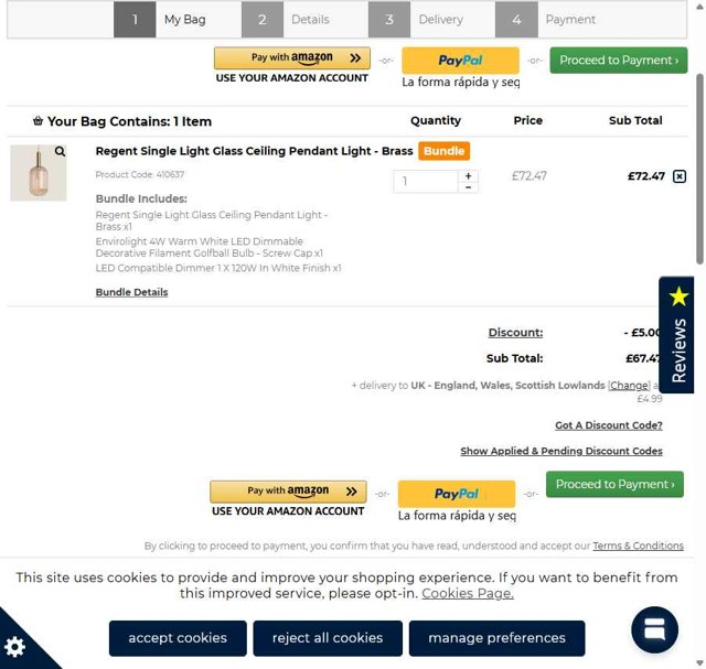 Castlegate Lights checkout page showing Castlegate Lights promo code box | Screenshot taken by SimplyCodes community member on Jun 17, 2025