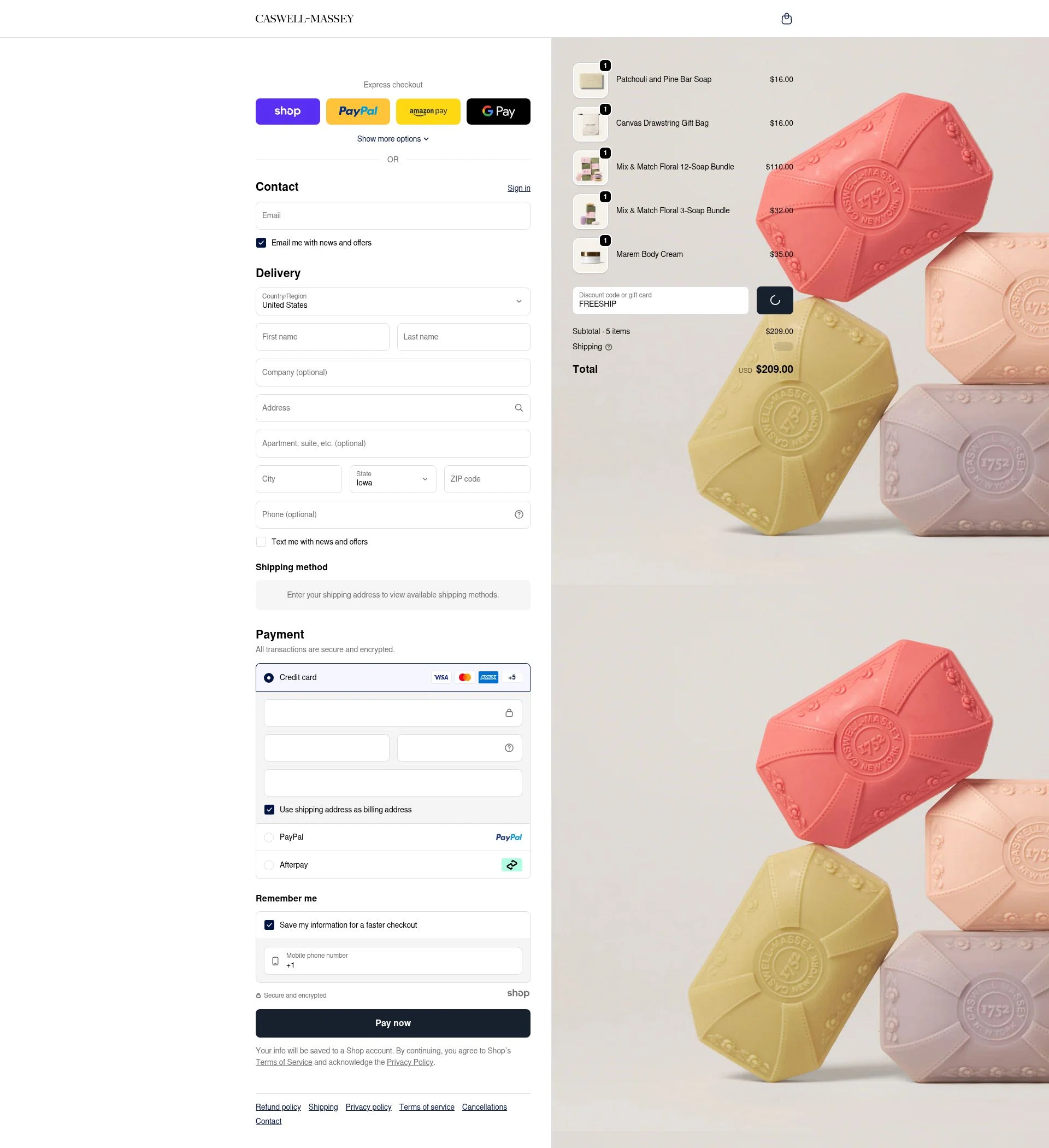 Caswell-Massey checkout page showing Caswell-Massey promo code box | Screenshot taken by SimplyCodes community member on Dec 27, 2025