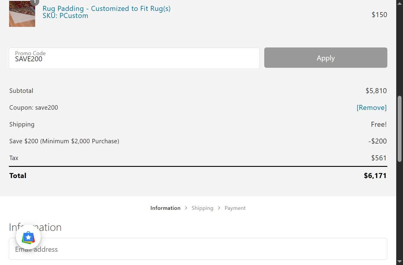 Catalina checkout page showing Catalina promo code box | Screenshot taken by SimplyCodes community member on Jan 11, 2026