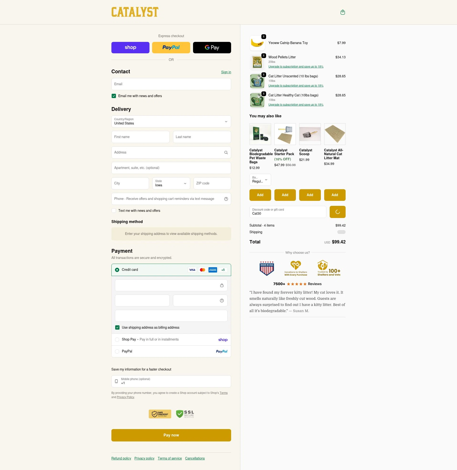 Catalyst checkout page showing Catalyst promo code box | Screenshot taken by SimplyCodes community member on Feb 2, 2026