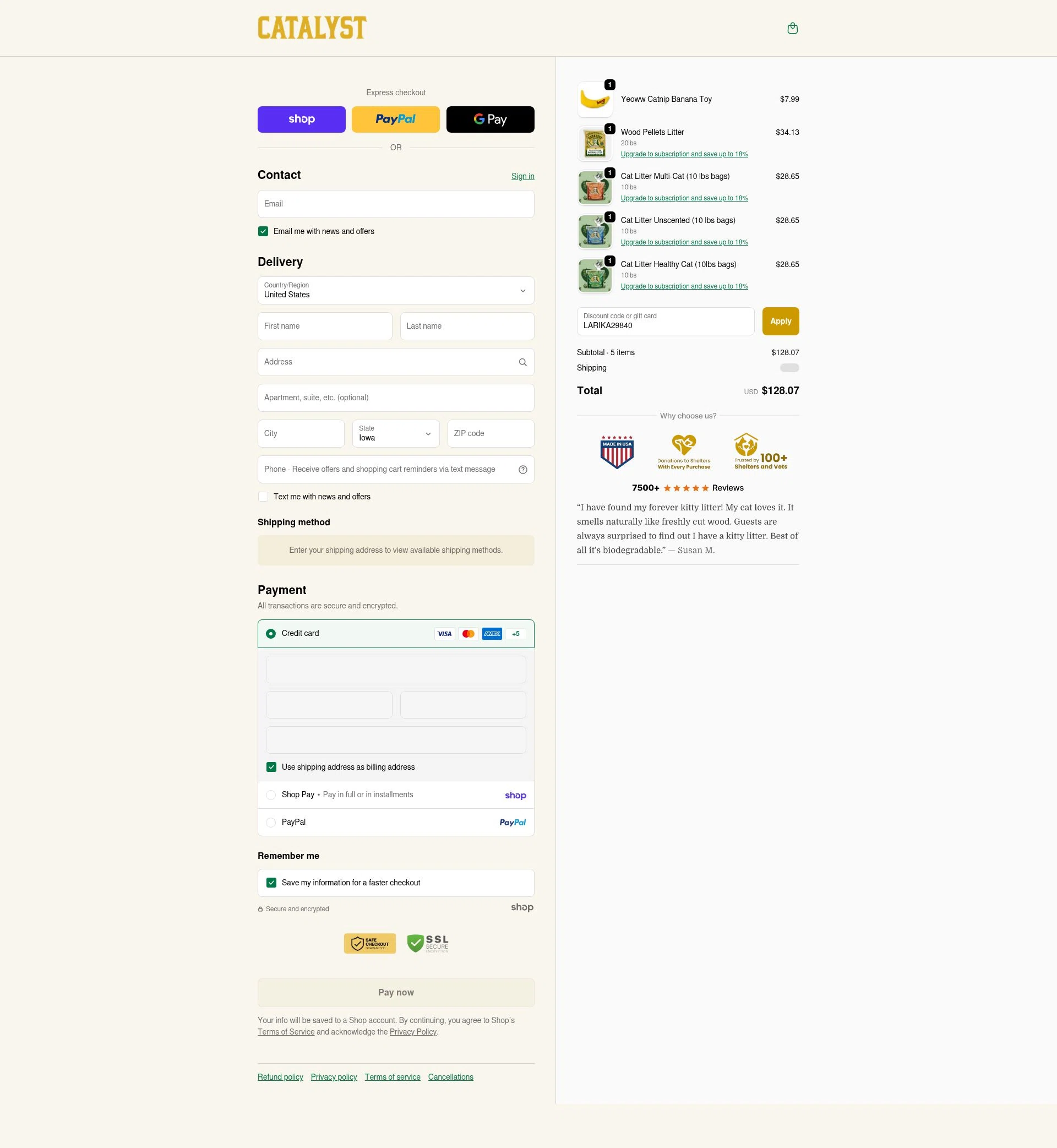 Catalyst checkout page showing Catalyst promo code box | Screenshot taken by SimplyCodes community member on Jan 24, 2026
