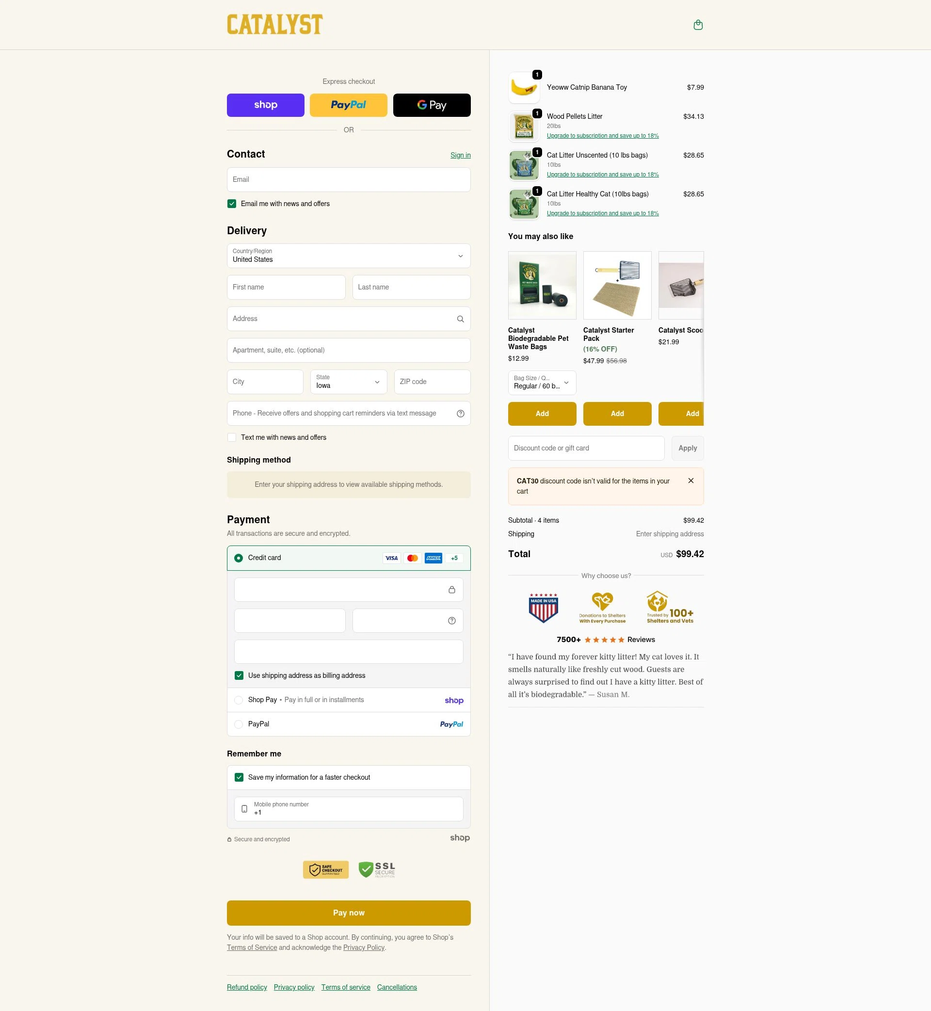 Catalyst checkout page showing Catalyst promo code box | Screenshot taken by SimplyCodes community member on Jan 28, 2026
