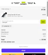 Caterpy20 coupon verification screenshot