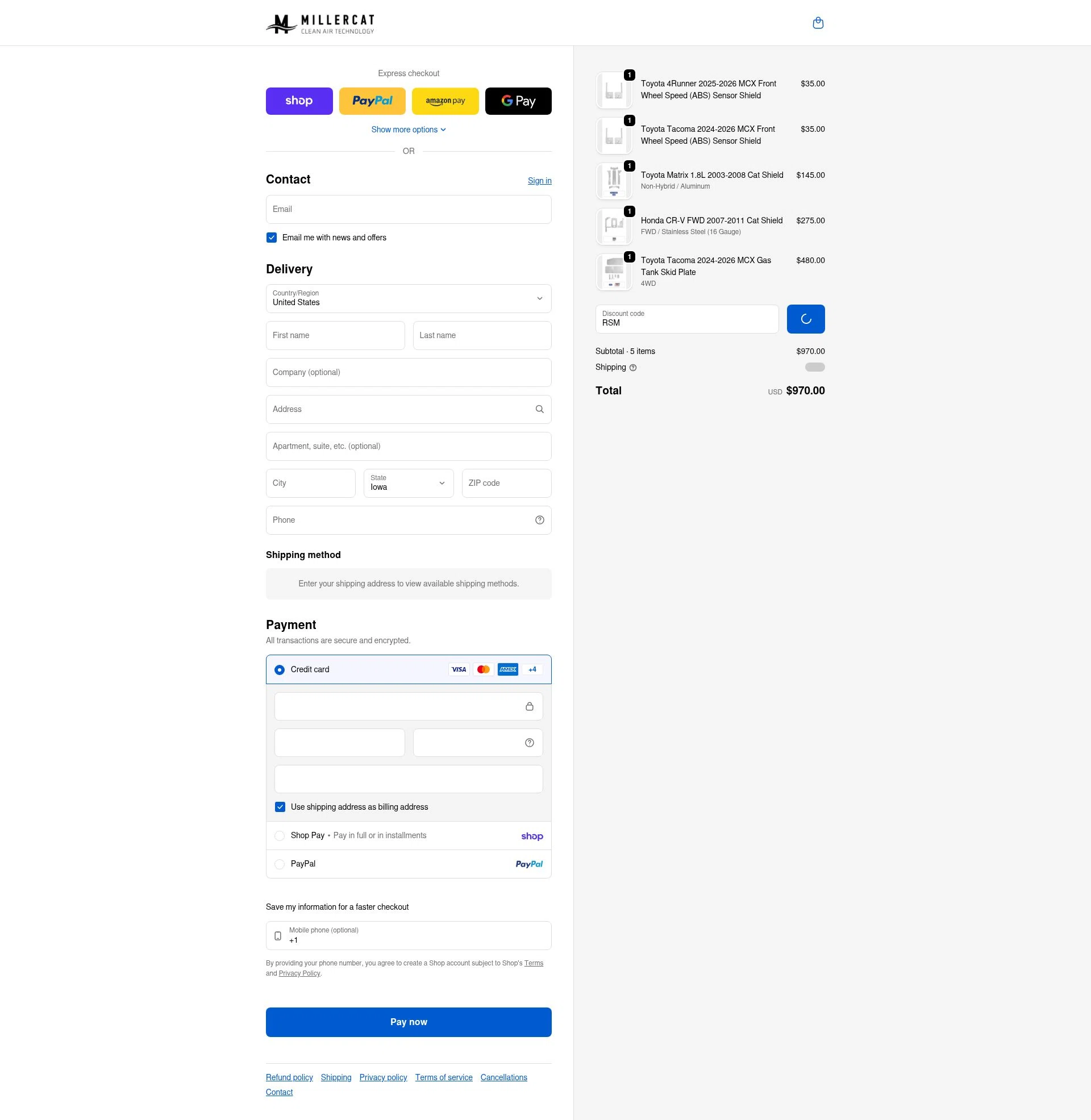 Cat Shield checkout page showing Cat Shield discount code box | Screenshot taken by SimplyCodes community member on Feb 17, 2026