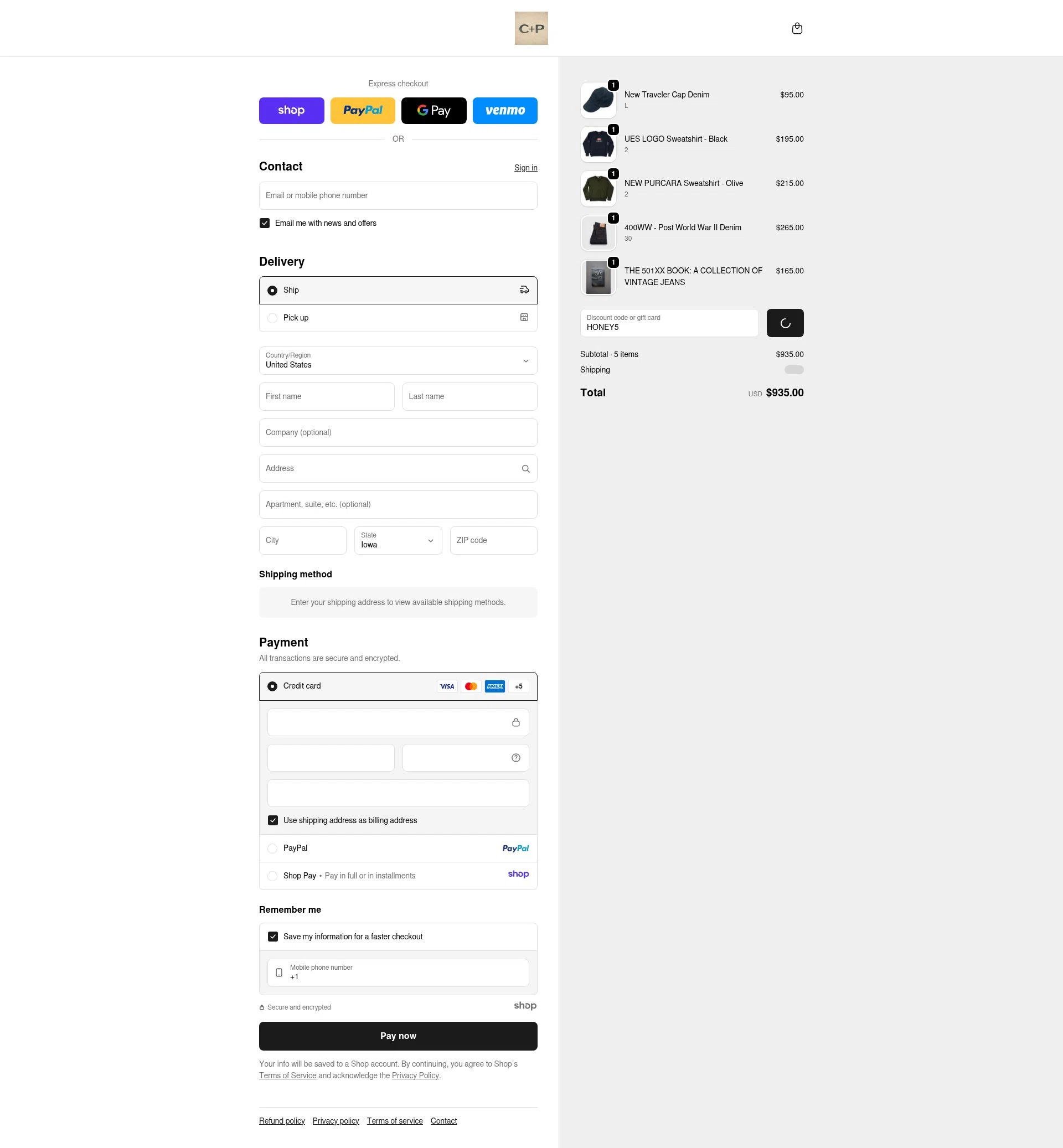 Cave + Post Trading Co. checkout page showing Cave + Post Trading Co. promo code box | Screenshot taken by SimplyCodes community member on Dec 16, 2025