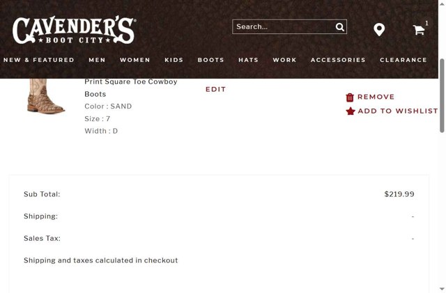 Cavenders checkout page showing Cavenders promo code box | Screenshot taken by SimplyCodes community member on May 11, 2025