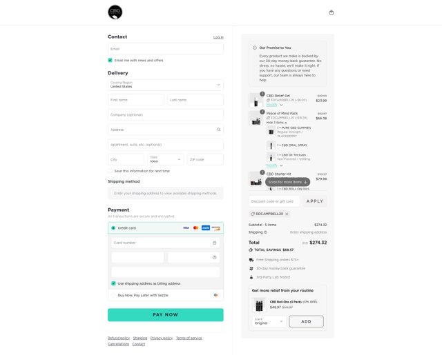 CBD For Life checkout page showing CBD For Life coupon code box | Screenshot taken by SimplyCodes community member on Sep 7, 2025