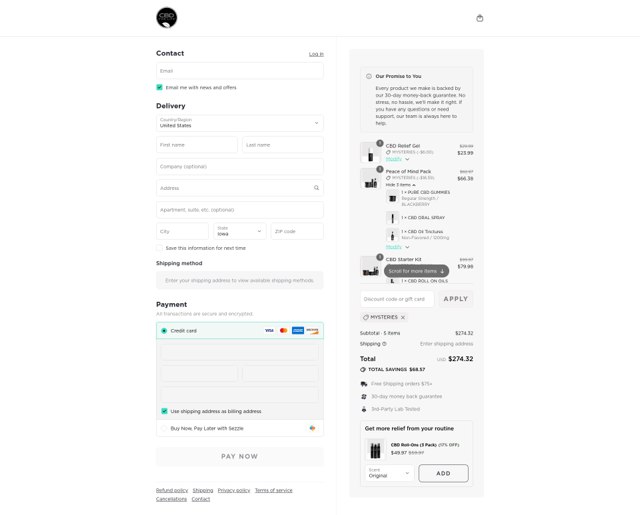 CBD For Life checkout page showing CBD For Life coupon code box | Screenshot taken by SimplyCodes community member on Sep 7, 2025