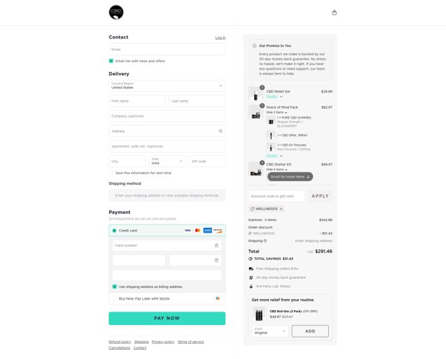 CBD For Life checkout page showing CBD For Life coupon code box | Screenshot taken by SimplyCodes community member on Sep 7, 2025