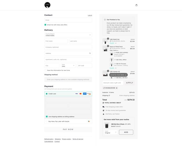 CBD For Life checkout page showing CBD For Life coupon code box | Screenshot taken by SimplyCodes community member on Sep 7, 2025