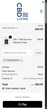 FIRSTORDER10 coupon verification screenshot
