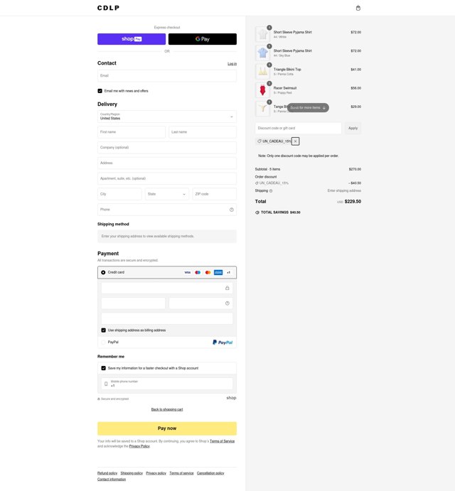 CDLP checkout page showing CDLP discount code box | Screenshot taken by SimplyCodes community member on Feb 5, 2025