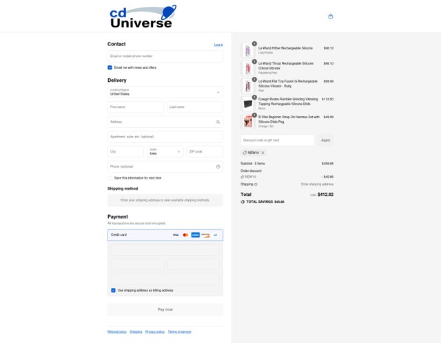 CD Universe checkout page showing CD Universe promo code box | Screenshot taken by SimplyCodes community member on Sep 4, 2025