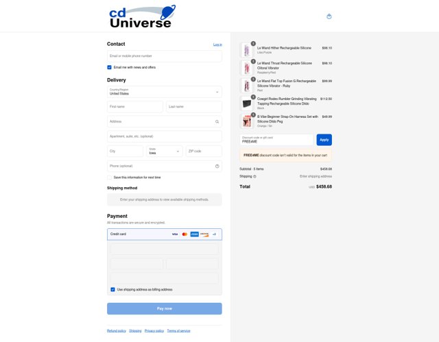 CD Universe checkout page showing CD Universe promo code box | Screenshot taken by SimplyCodes community member on Aug 31, 2025