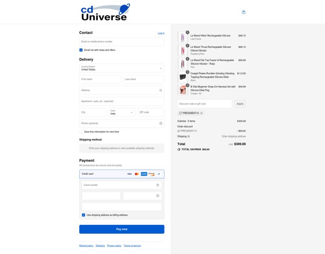 CD Universe checkout page showing CD Universe promo code box | Screenshot taken by SimplyCodes community member on Aug 31, 2025
