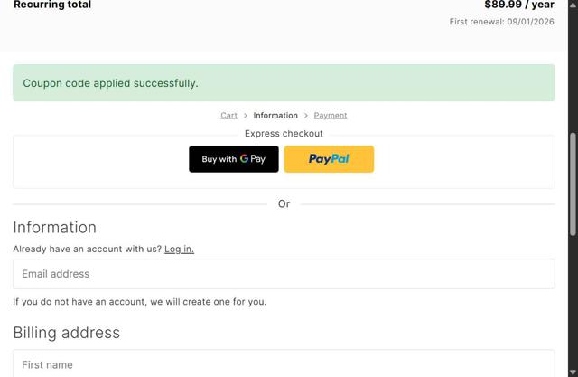 Ce4less checkout page showing Ce4less coupon code box | Screenshot taken by SimplyCodes community member on Sep 1, 2025