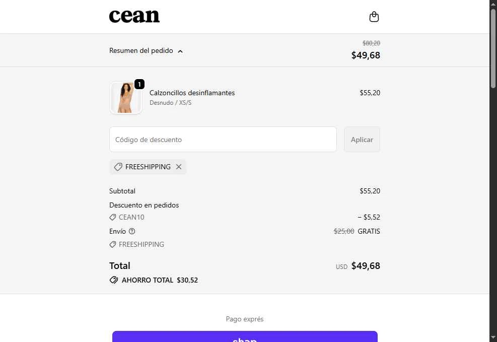 CEAN checkout page showing CEAN promo code box | Screenshot taken by SimplyCodes community member on Dec 18, 2025