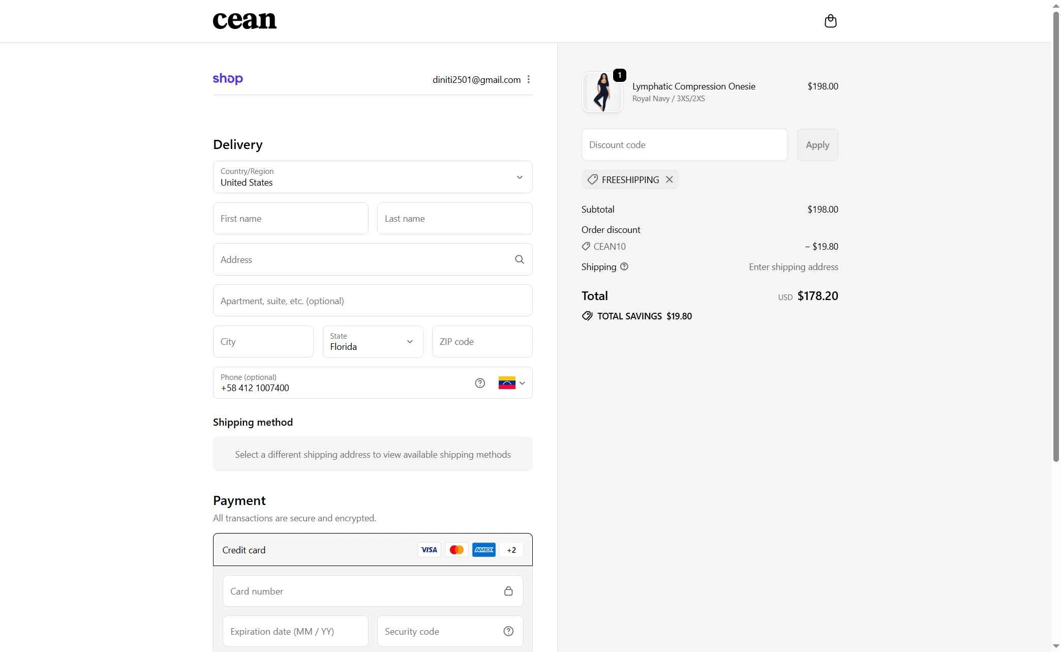 CEAN checkout page showing CEAN promo code box | Screenshot taken by SimplyCodes community member on Sep 22, 2025