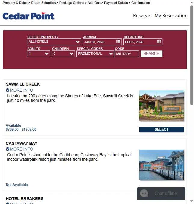 Cedar Point Amusement Park checkout page showing Cedar Point Amusement Park promo code box | Screenshot taken by SimplyCodes community member on Jan 23, 2026